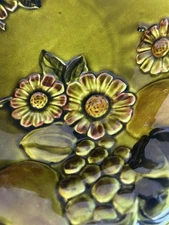 Vintage c. 1960's Los Angeles Pottery 14" LARGE Fruit Bowl w/embossed design