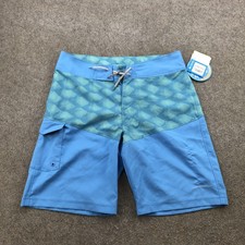 Columbia PFG Low Drag Board Shorts Mens 32 Blue Omni-Shield Quick Dry UPF Fish