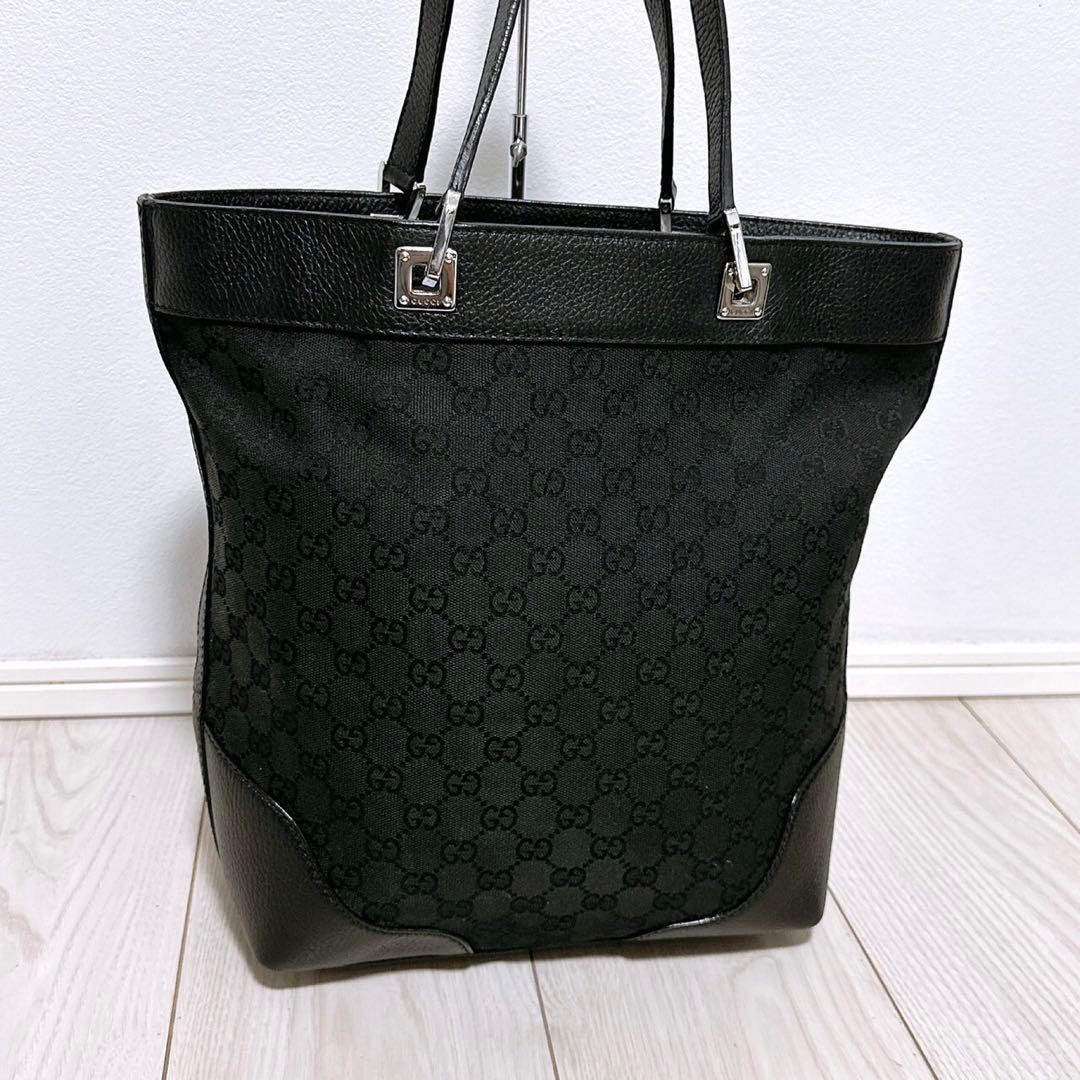 GUCCI G-pattern Canvas Tote Bag Leather Handles Excellent Condition thumbnail 3