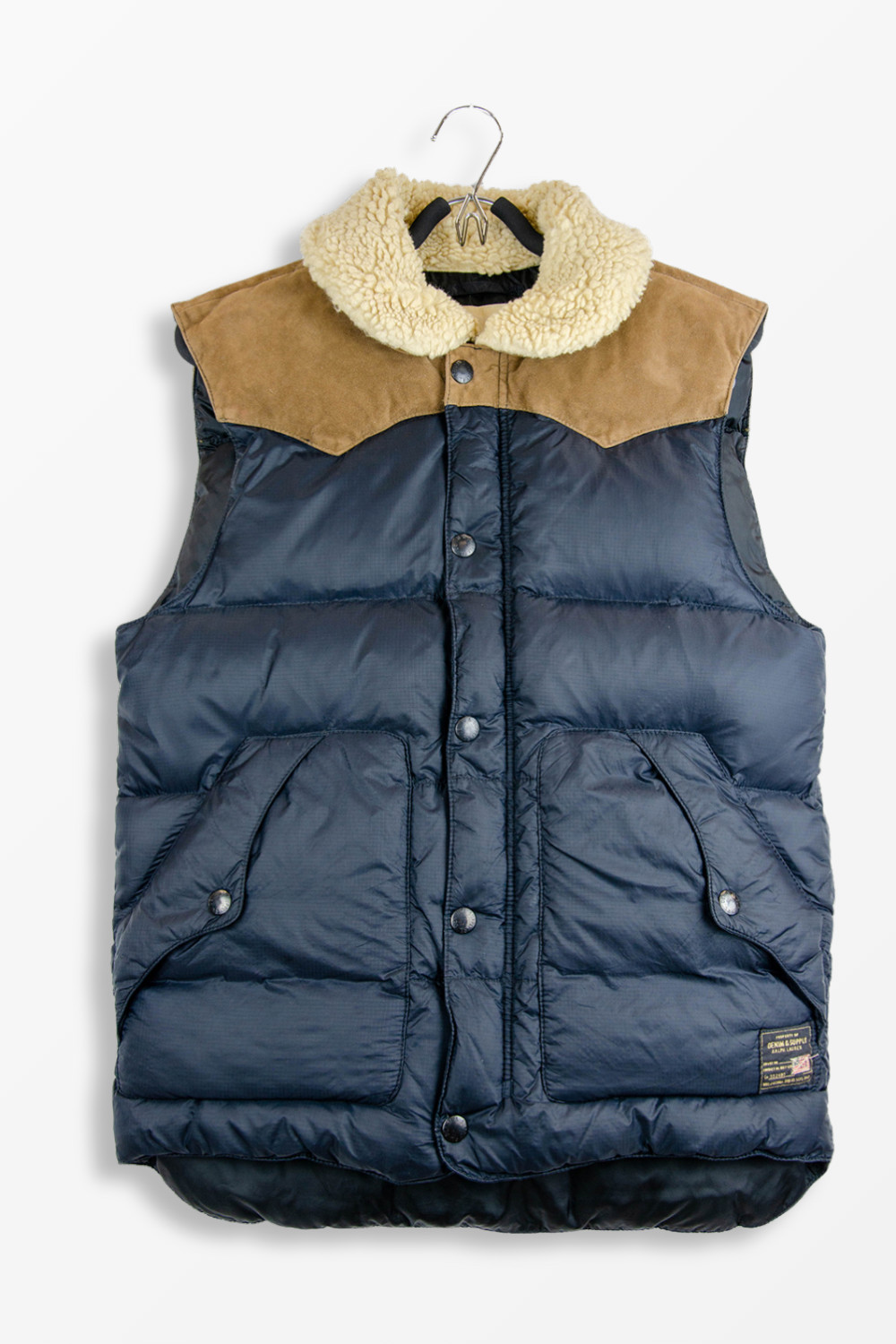 Denim & Supply Ralph Lauren Vest Shearling Collar Western Navy  - Size S