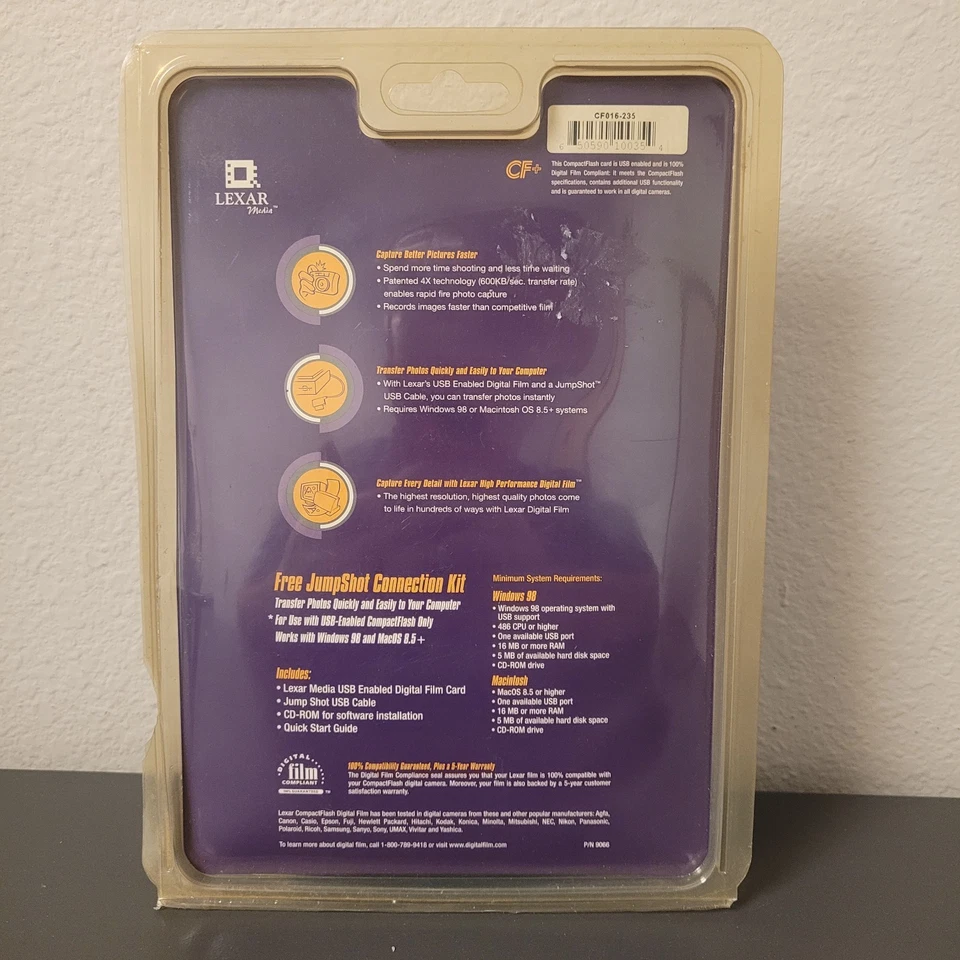 Lexar Media CompactFlash 16MB Digital Film Card W/Jumpshot Connection Kit NIP - Image 4 of 4