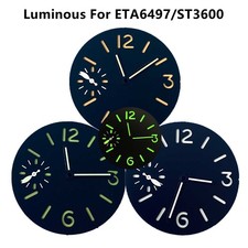 34.5mm Green Luminous Watch Dial With Watch Hands For ETA 6497 ST3600 Movement F