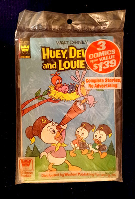 3 Walt Disney comics-Unopened 3 pack-Chip n Dale, Huey, Dewey & Super Goof