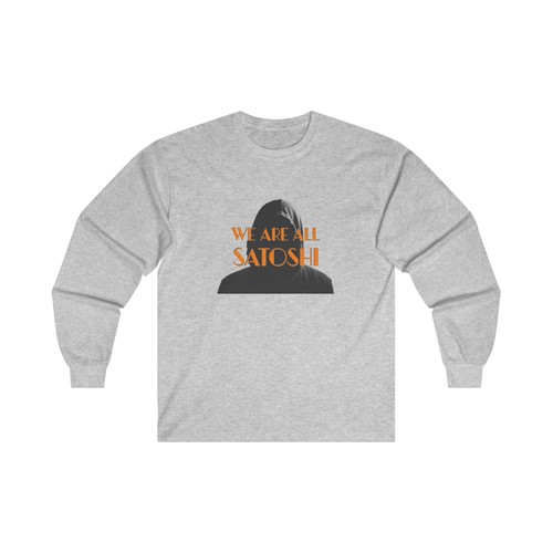 We Are All Satoshi Unisex Baumwolle Langarmshirt, Satoshi Nakamoto Bitcoin BTC - Bild 5 von 22