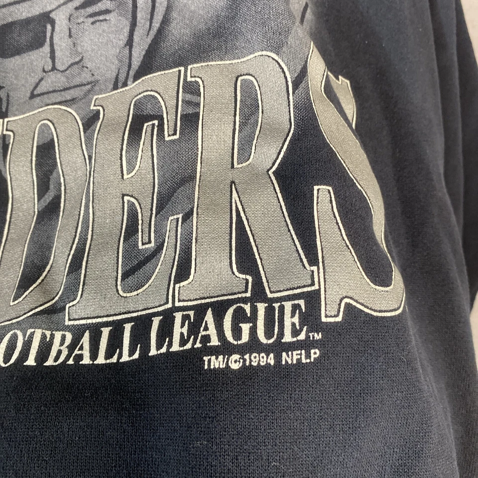 Sudadera Pullover Vintage Años 90 Los Angeles Raiders Oakland NFL 1994 Mediana Leer Foto 3 de 4