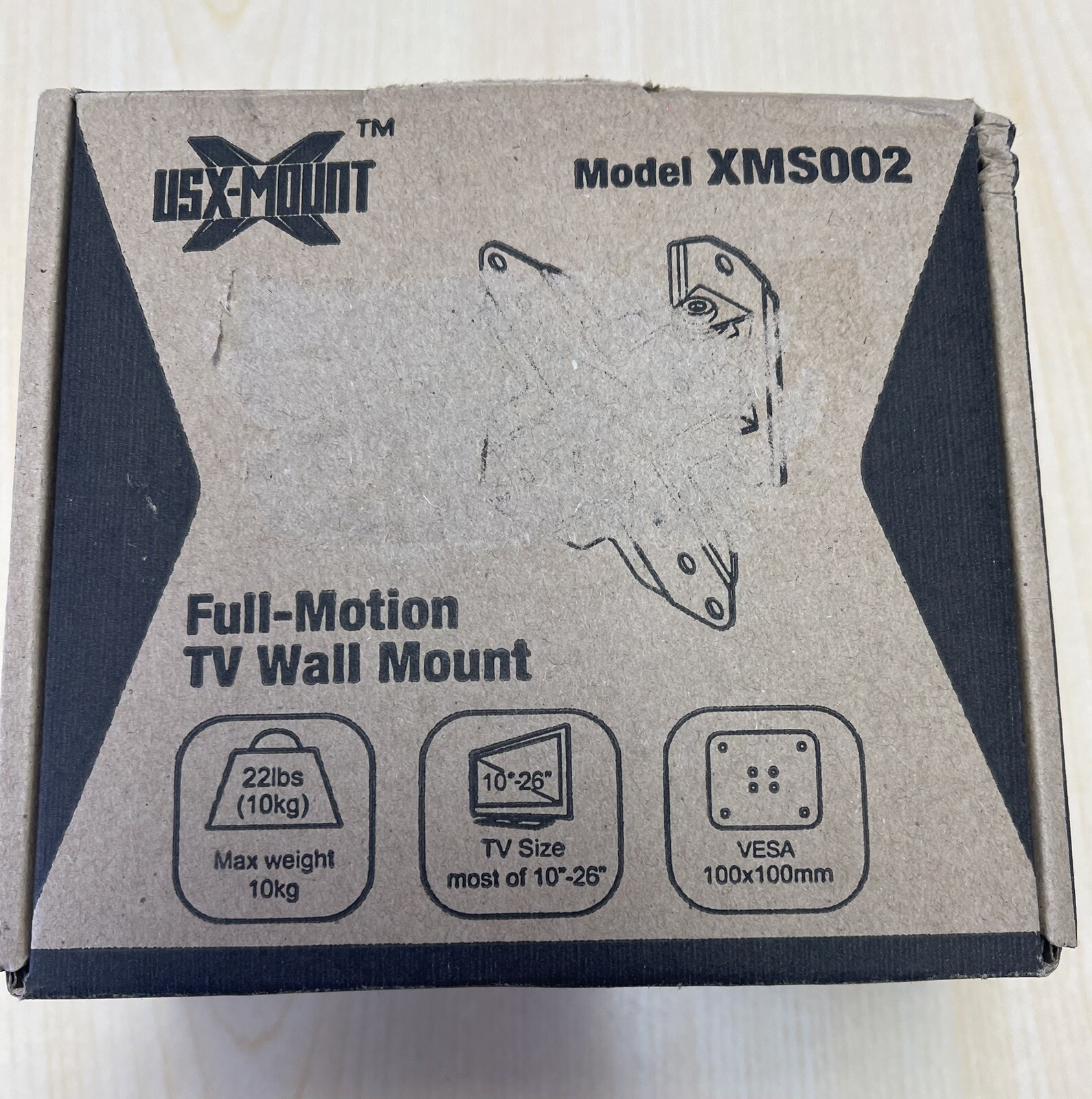 USX-Mount Full Motion TV Mount Bracket Black XMS002 For 10” to 26” TV/Monitor-image