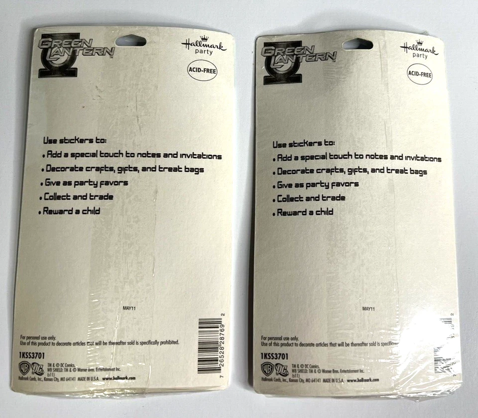 Lanterna Verde Adesivos Difíceis de Encontrar Hallmark Favoritos de Festa 2 Pacotes 4 Folhas Cada - Imagem 3 de 4