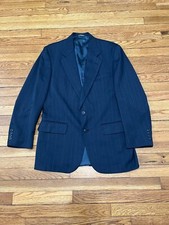 Stafford Mens Blazer Jacket Sz 38R Black Pinstriped Wool Sport Coat Made in USA