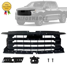 Fit 2022-2024 Silverado 1500 High Country Glossy Black Billet Bumper Hood Grille