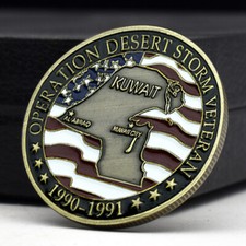 Moneda Desafío Kuwait 1990-1991 Operación Estados Unidos Tormenta del Desierto Veterano Medalla Cobre