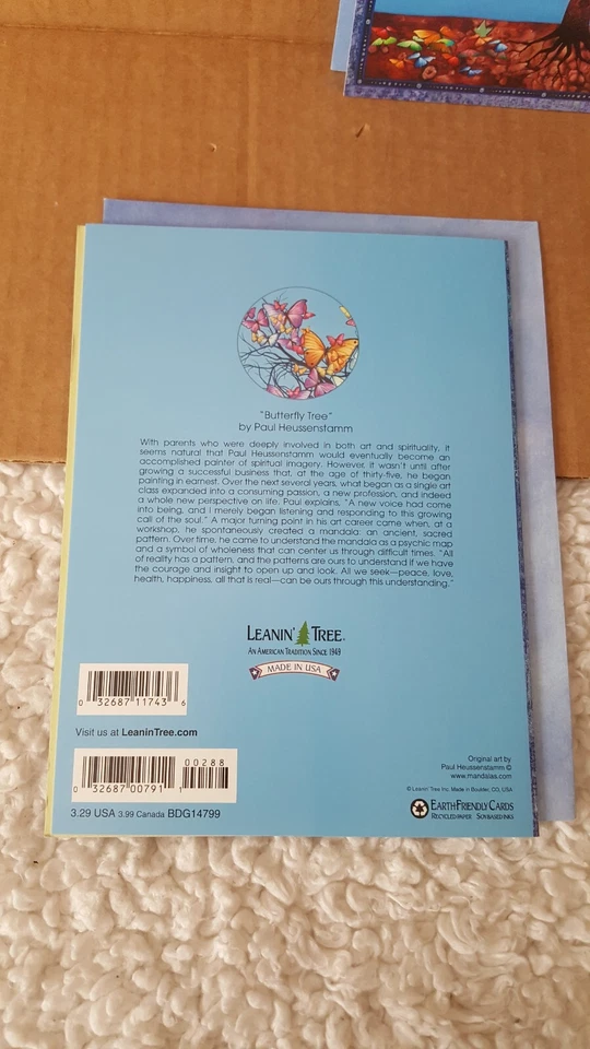 Leanin Tree Birthday Cards (2) Butterfly Tree by Paul Heussenstamm w Envelopes - Image 4 of 4