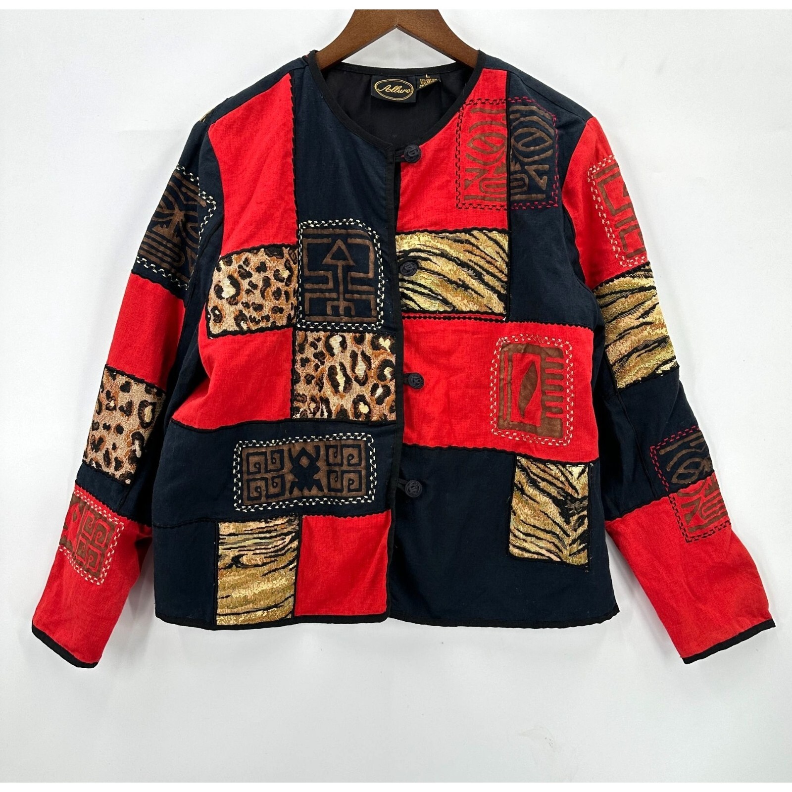 Allure Jacket Womens Button Down Patch Work Color… - image 1