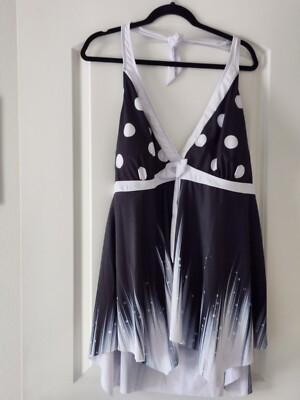 3XL Two-piece Black And White Halter Top Swim Dress | eBay