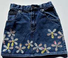 Gap Girls Kids Denim Jeans Flowered Mini Skirt Size 8 EUC