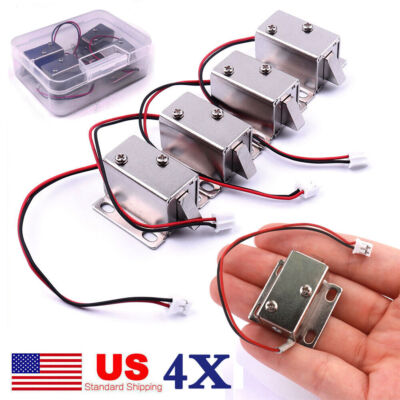 4PCS DC 12V Electric Lock Iron Security Assembly Solenoid Door Cabinet Drawer US