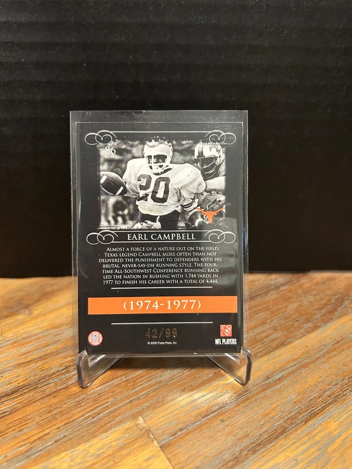 2008 Press Pass Legends #86 Earl Campbell /99 * READ DESCRIPTION* - Image 2 of 2