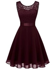 Womens Short Floral Lace Bridesmaid Dress A Line Swing Party Dress L