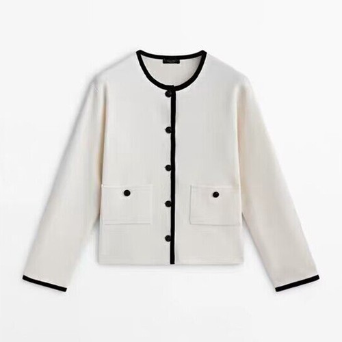 Massimo Dutti Women's Patchwork Crew Neck Mini Fragrance Knit Short Jacket - Picture 13 of 13