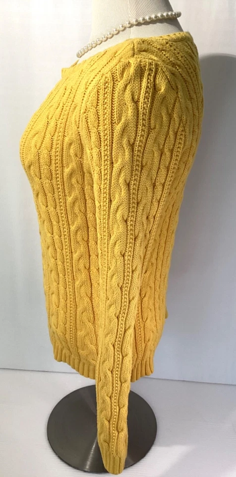 Suéter para mujer Lauren Ralph Lauren talla M color amarillo tejido mangas largas Foto 4 de 4