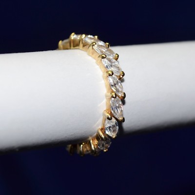 Bijou femme ANNEAU ALLIANCE BAGUE métal doré T 53 CRISTAL CLAIR