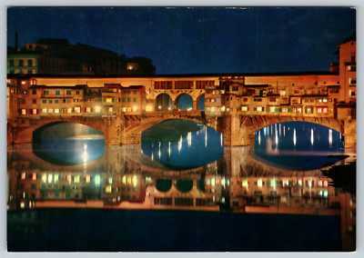 c1970s Firenze Florence Italy Night View Vintage Postcard
