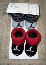 New Nike Air Jordan Baby Booties Sock 2-Pack Grey Red Black Newborn 0-6 Months