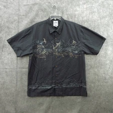Guy Harvey AFTCO Bluewater Hawaiian Shirt 2X Mens Short Sleeve Fish Print Button