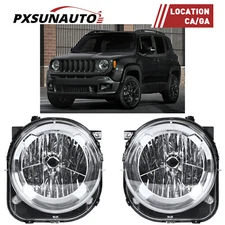 Pair Headlights For 2015-2018 Jeep Renegade Projector Halogen Headlamps LH + RH