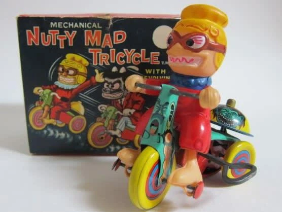 NUTTY MADS MONSTER TRICYCLE Wind Up Toy by MARX Rare Made in