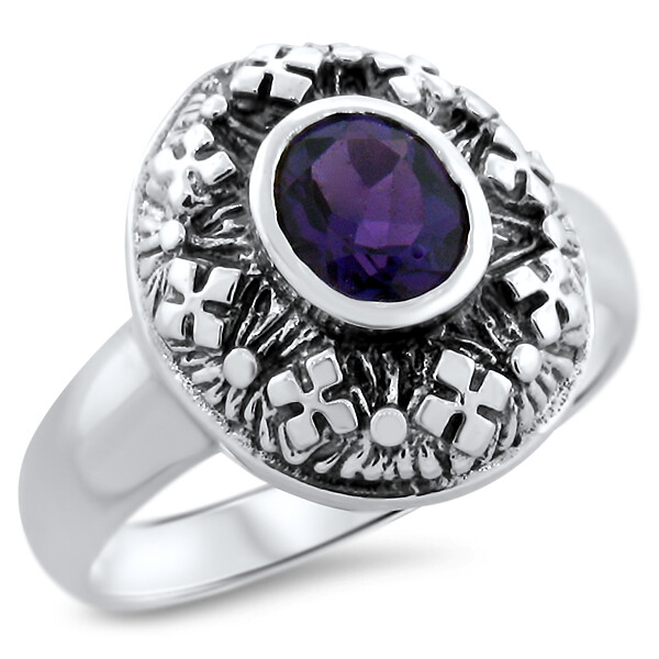GENUINE AMETHYST 925 STERLING SILVER ANTIQUE STYLE VINTAGE DESIGN
