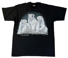 Vintage Fletcher's Wildlife 1994 Alaska Polar Bears T-Shirt Made in USA Sz XL