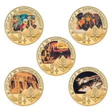 5x Egyptian pharaoh pyramid Craft Art Gold Commemorative Coin Collectible Badge