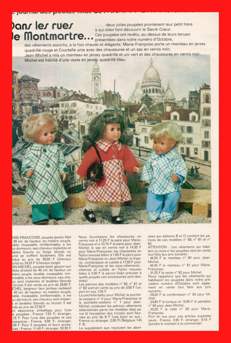 OCTOBRE 1962 MODES ET TRAVAUX patron MARIE FRANCOISE MICHEL POUPEES EUR 3,00 - FR