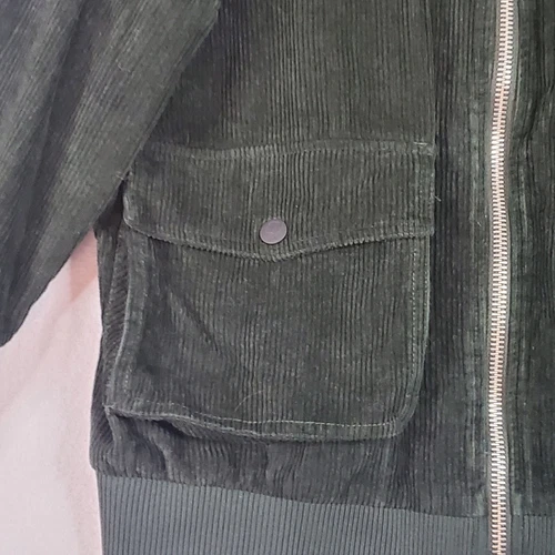 Brain Dead Cord Goose Jacket Green Corduroy Full Zip Winter Coat Fleece Sz M image 5