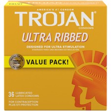Trojan Ultra Ribbed Studded Lubricated Latex Condoms Silver Pocket Case