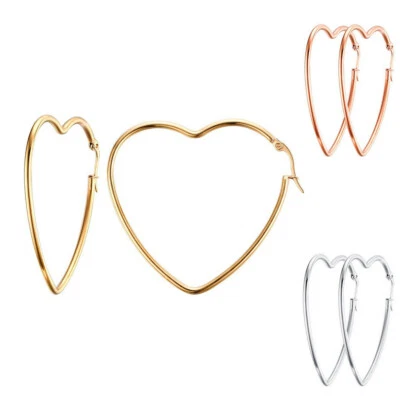 Creolen Herz 38 mm Edelstahl Farbwahl: Gold, Silber, Rosegold - Ohrringe  - Bild 1 von 2