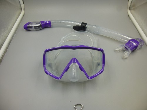CRESSI WIDE VIEW PANO 3 CLEAR & PURPLE SCUBA DIVE MASK & SUPERNOVA SNORKEL SET