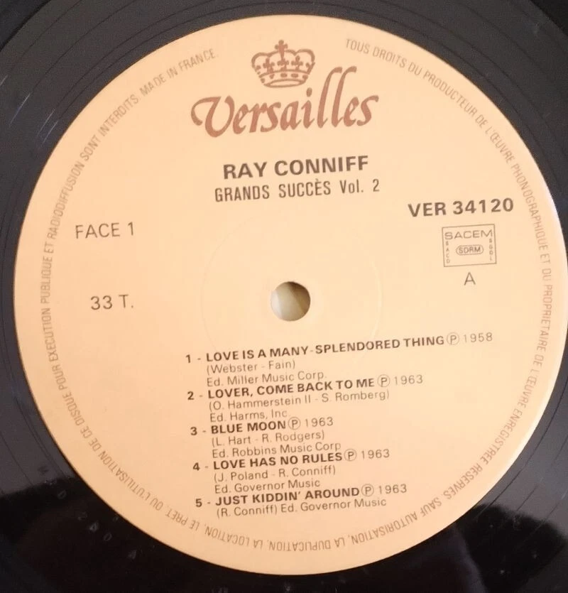RAY CONNIFF GRANDS SUCCES VOL 2 SEXY COVER FRENCH LP VERSAILLES - Photo 3/3