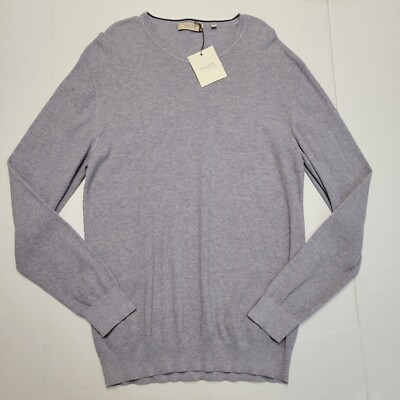 New Hagen Carmel Thin Jersey Knit Crewneck Sweater Men MEDIUM Gray Cotton ITALY