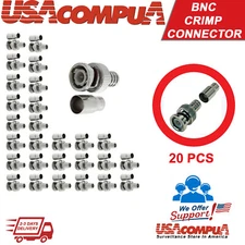 20pcs Crimp on BNC Male RG59 Coax Coaxial Connector Adapter For CCTV camera Lot
