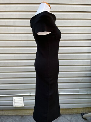 NWOT LARK and RO Black knit Sweater Dress off shoulder stretchy fitted  bodycon M | eBay