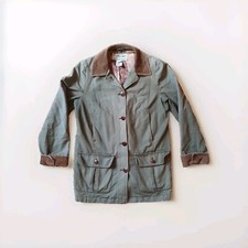Vintage Ll Bean Canvas Jacket Womens Green Brown Barn Chore Lined Size Small
