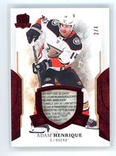 2017-18 UD THE CUP #3 RED LAUNDRY TAG PATCH GAME USED /4 ADAM HENRIQUE