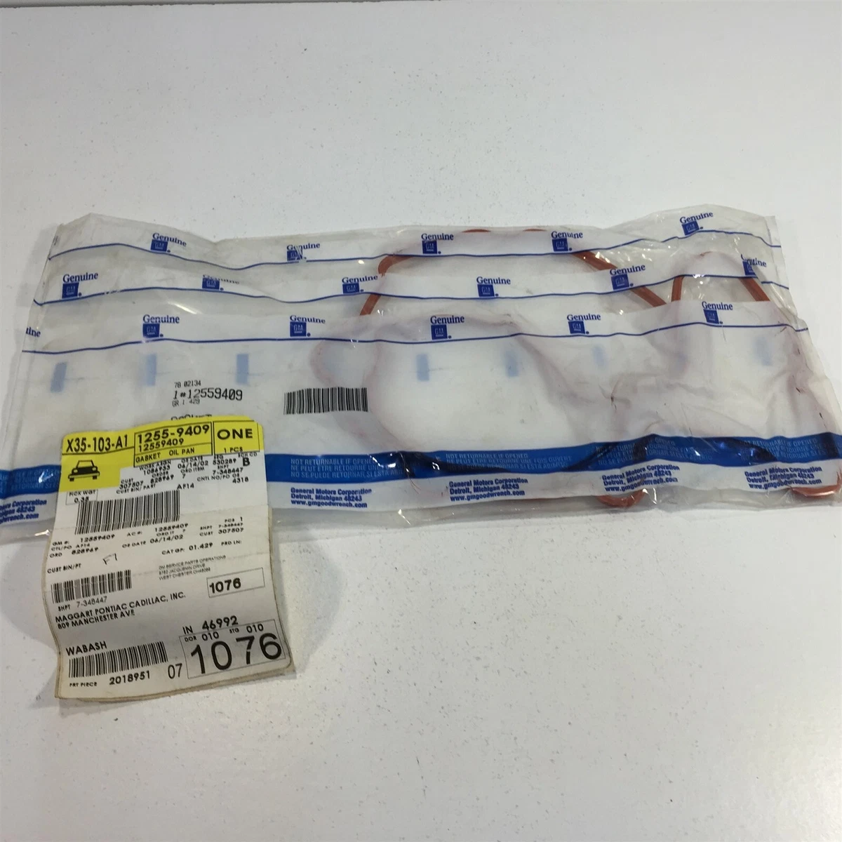 1) Genuine GM 12559409 Oil Pan Gasket | eBay