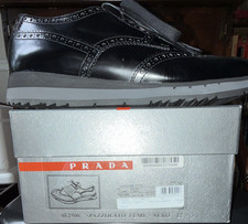 PRADA Men’s Spazzolato Leather Brogue Oxford Lace-Up Fringe Lug Sole Shoes 12