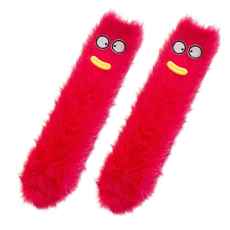 Divertidos Calcetines de Invierno Broma Difusa Ojos Grandes Invierno Coral Vellón Mantener Calcetines Calientes, M8U2 Foto 3 de 4