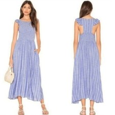 Free People Chambray Small Blue Midi Dress