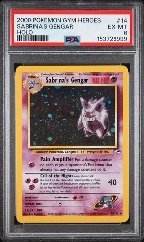 2000 POKEMON GYM HEROES HOLO #14 SABRINA'S GENGAR PSA 6