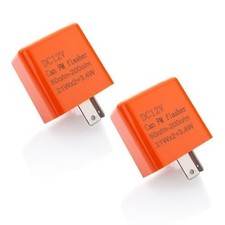 12V Speed Adjustable 2 Pin LED Electronic Flasher Relay for Color: Orange,2pcs