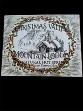 Painted Christmas Canvas With Mountain Lodge Transfer, Unframed, 18”H X 20”W